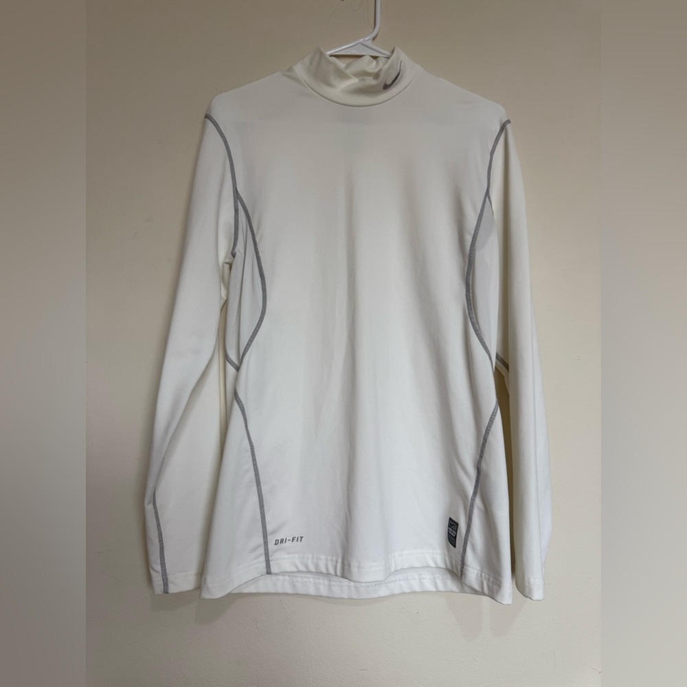 Nike Pro Combat Dri Fit White Long Sleeve Shirt Fitted Medium